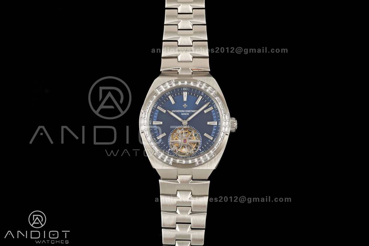 Overseas Tourbillon SS ANTF Best Edition Blue Dial Diamonds Bezel on SS Bracelet